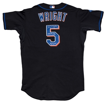 2009 David Wright Game Used, Signed & Inscribed New York Mets Black Alternate Jersey Used on 8/5/09 For Home Run #138 (MLB Authenticated, Mets COA & Beckett)